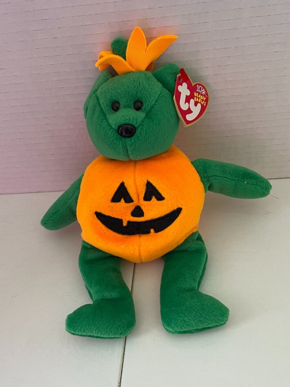 TY Beanie Babies Tricky Pumpkin Halloween Bear Plush Bean Toy 2003